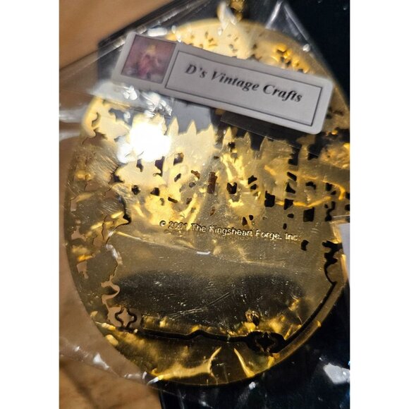 2 Vintage Ornaments Carin Terrier Dog 24Kt Gold Plated Metal & Ceramic Christmas - Picture 9 of 12